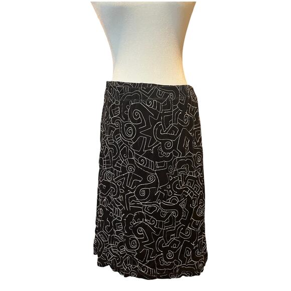 Chico's Dresses & Skirts - Chico’s Black Embroidered Swirl Midi Skirt Women’s Size M Whimsigoth Boho Flowy